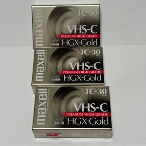 Lot Of 3Maxell VHS-C TC-30 HGX-Gold Premium High Grade Video Tapes New Sealed